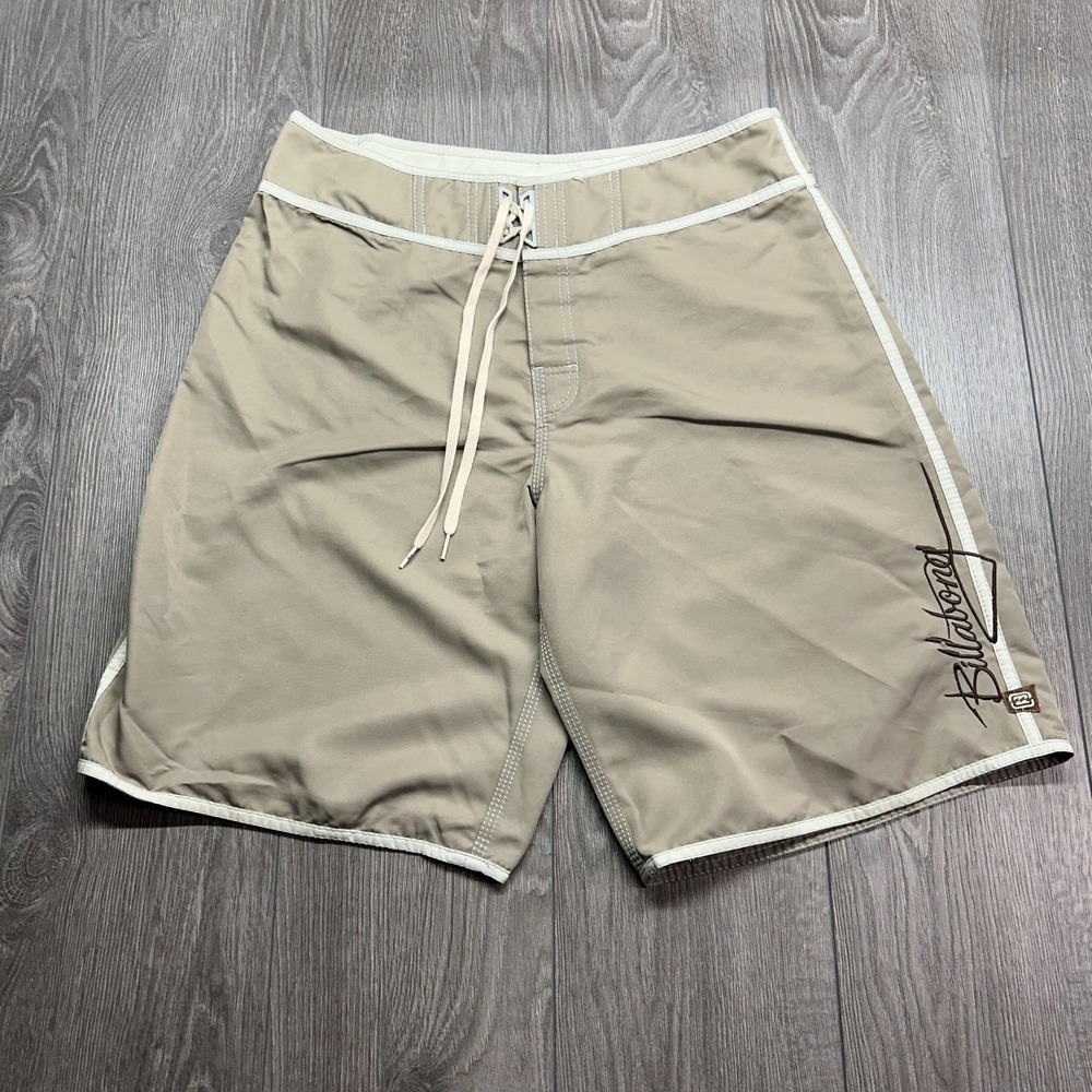 Vintage Billabong Board Shorts Mens 34 Tan Khaki Y2K Surf Trunks M116VSNI